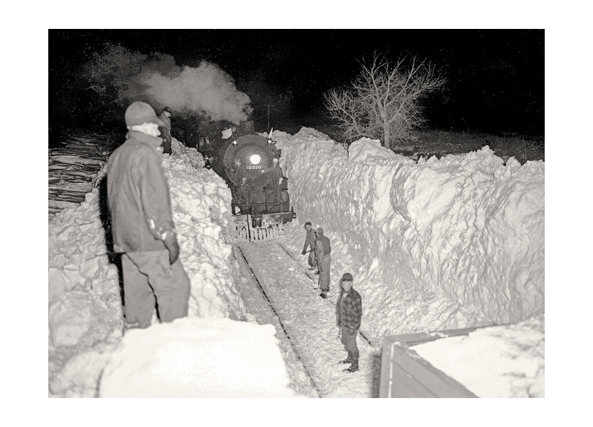 Powerful railroad locomotives were no match against repeat blizzards in 1948 and 1949. - NEBRASKA STATE HISTORICAL SOCIETY