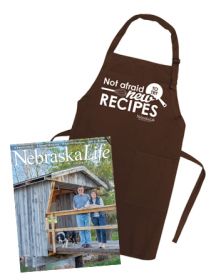 Combo - "Not Afraid to Try New Recipes" Apron + Nebraska Life Subscription